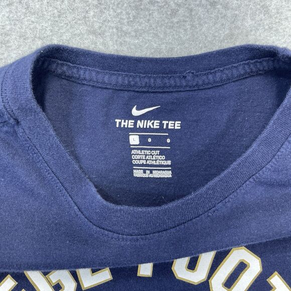 Nike Notre Dame Football T-Shirt Mens Large L Blue Fightin Irish Playoffs Swoosh - Picture 3 of 6